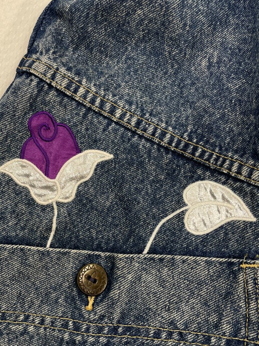 OshKosh B'Gosh Acid Wash Vintage Floral Y2K 90's Denim Chore Jacket Women's S - Picture 6 of 15